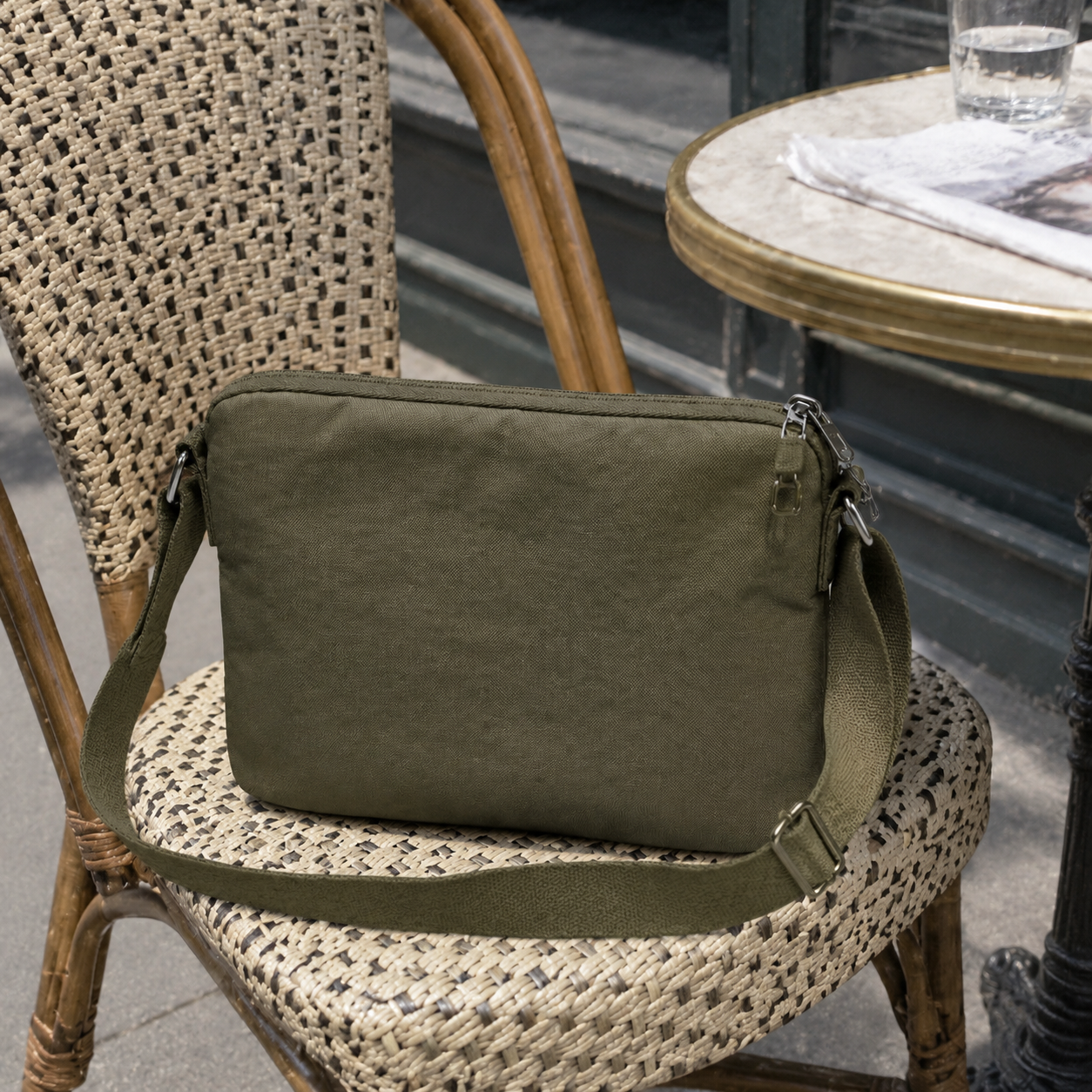 Olive Secure-Zip Crossbody Bag