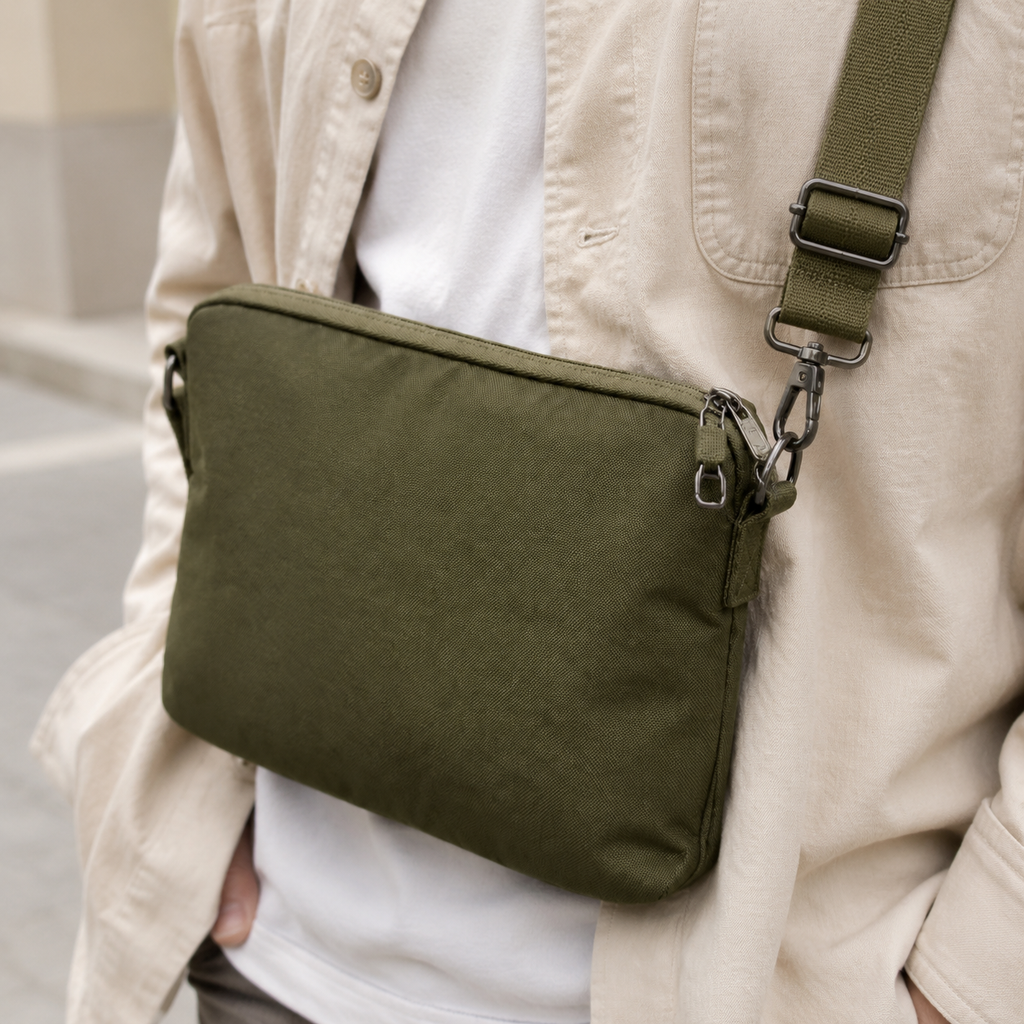 Olive Secure-Zip Crossbody Bag